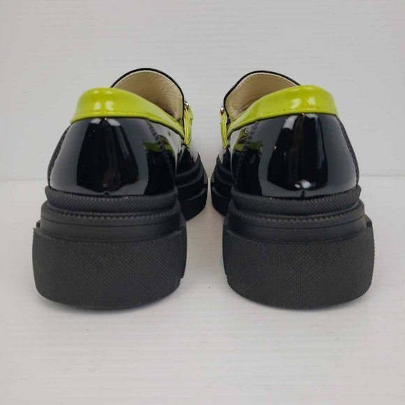 Womens Zaynsia Platform Loafers Shoes Black Patent Leather Neon Yellow 6M New - Picture 9 of 14
